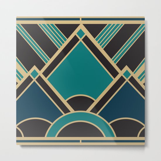 Art Deco New Tomorrow In Turquoise Metal Print