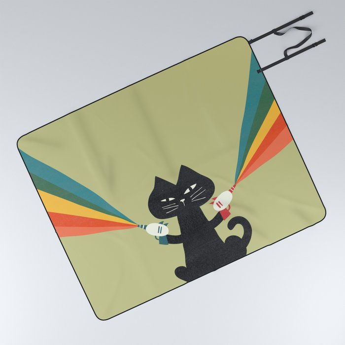 Ray gun cat Picnic Blanket