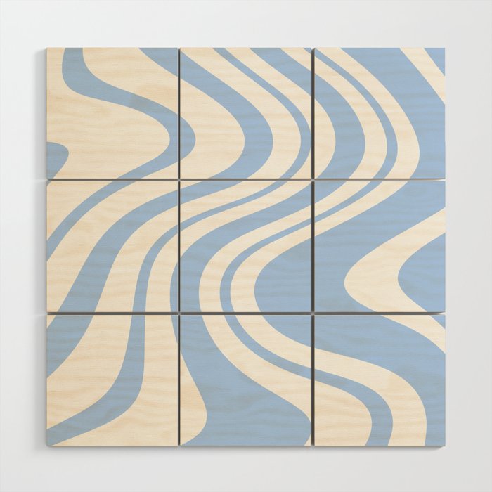 Swirl Marble Stripes Pattern (sky blue/white) Wood Wall Art