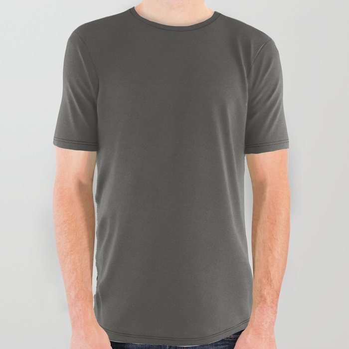 Dark Gray Solid Color Pantone Beluga 19-0405 TCX Shades of Yellow Hues All Over Graphic Tee