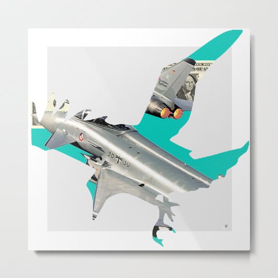 Green Bird Bomber Metal Print