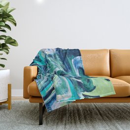 For Jayden: I colorful abstract painting in greens, purple, and blue by Alyssa Hamilton Art Throw Blanket
