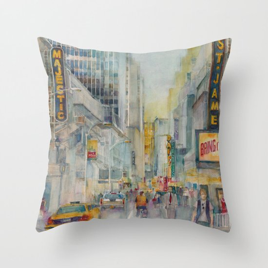 Broadway, New York - Five O'Clock Revised Throw Pillow