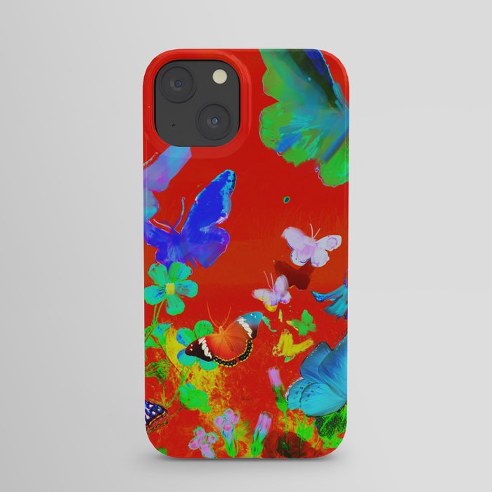 Red Butterflies & Flowers iPhone Case