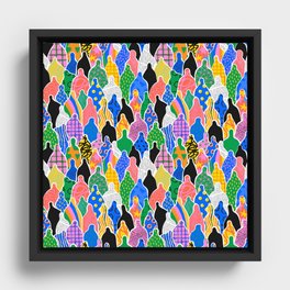 Colorful diverse people collage art seamless pattern Framed Canvas