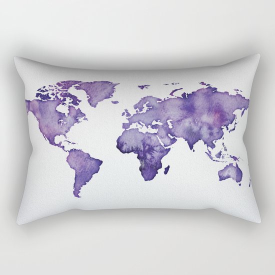 Purple World Map 01 Rectangular Pillow