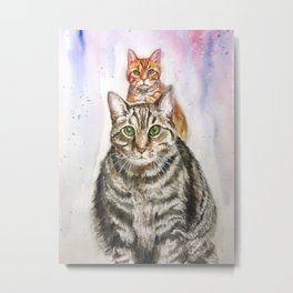 Tigre and Mandarin Metal Print | Cats, Watercolor, Feline, Pets, Kitty, Painting, Color, Furball, Furbaby, Whiskers 