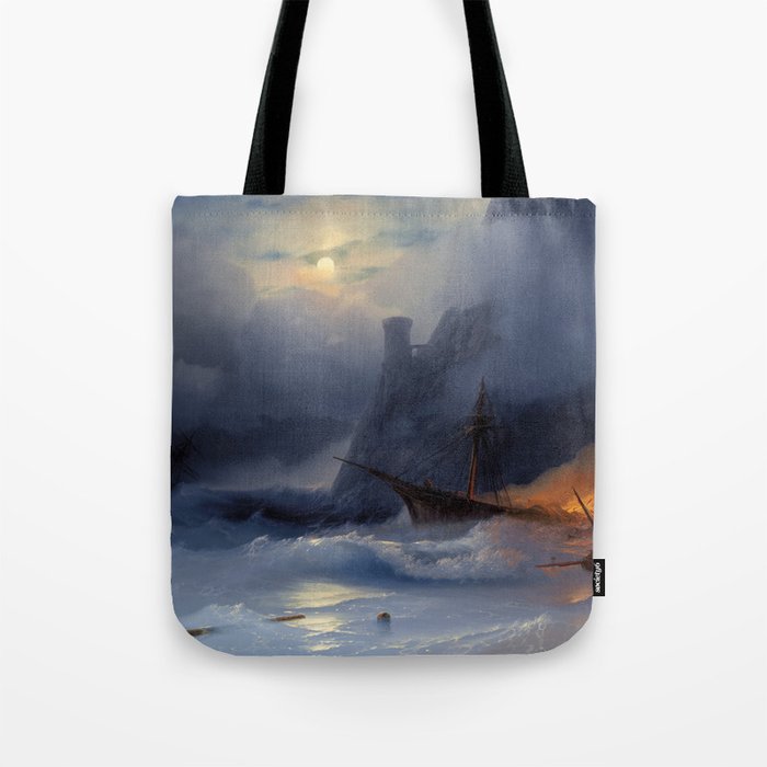 Tempest, 1855 by Ivan Aivazovsky Tote Bag