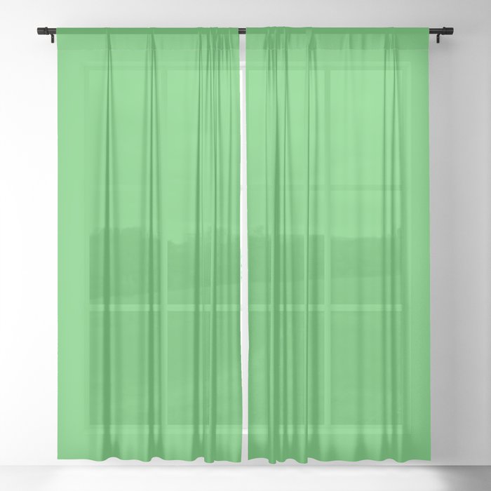 Solid Bright Kelly Green Color Sheer Curtain