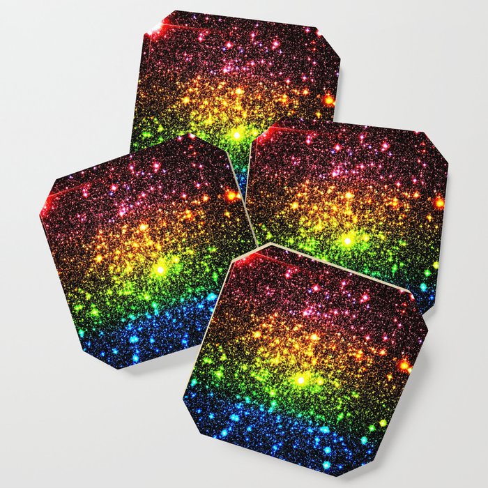 Rainbow Sparkle Galaxy Stars Coaster By Vintageby2sweet Society6