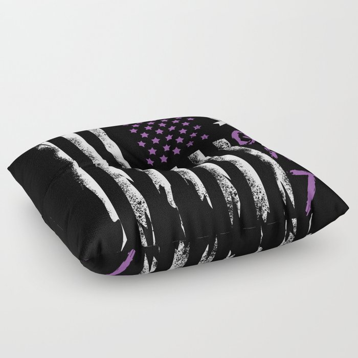 US Flag Purple Fight Pancreatic Cancer Awareness Floor Pillow
