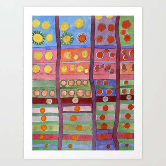 Colorful Grid Pattern with Numerous Circles Art Print