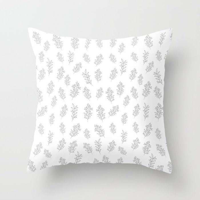 Black and white leaves  Throw Pillow