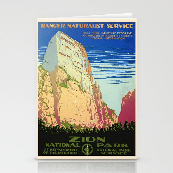 WPA vintage Travel poster - Zion National Park - National Park Service Stationery Cards