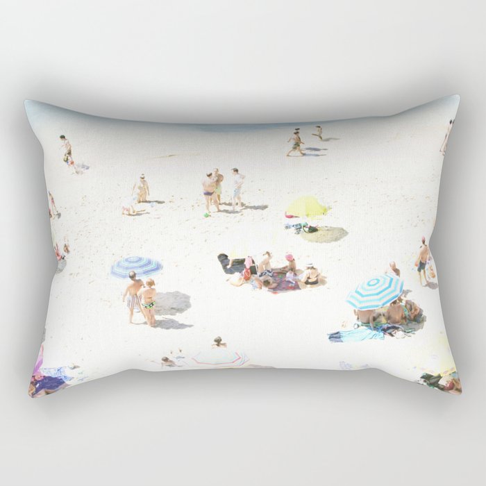Beach XXI - Aerial crowded beach photography by Ingrid Beddoes Rectangular Pillow