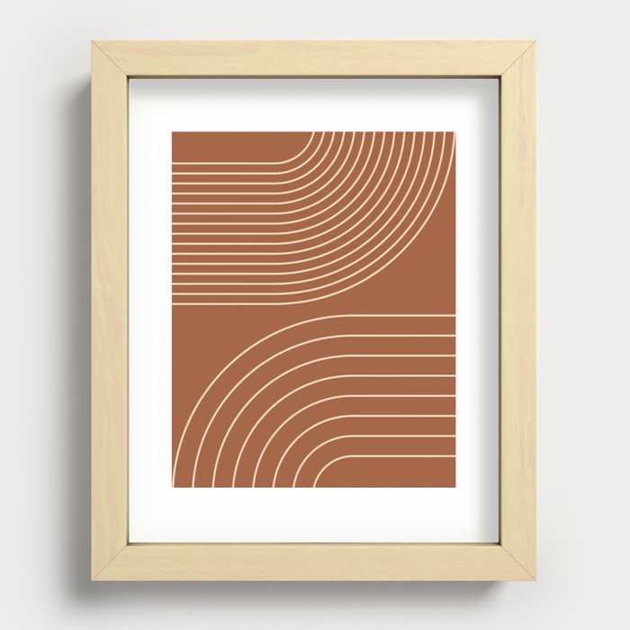 Geometric Lines Pattern 3 in Terracotta Beige (Rainbow Abstract) Recessed Framed Print