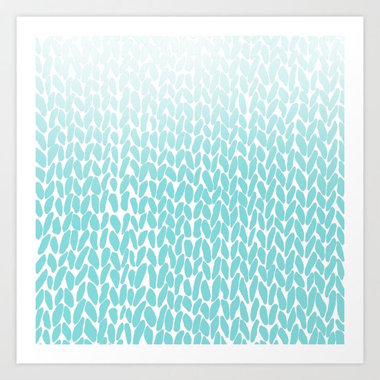 Hand Knitted Ombre Teal Art Print