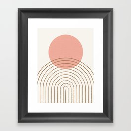 Pink Sun Mid-Century Full Framed Art Print