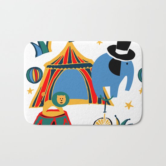 Circus Fun white Bath Mat