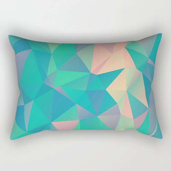 Fractured, Colorful Triangles Geometric Shapes Rectangular Pillow