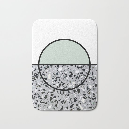 Minimal Modern Terrazzo Pattern Design Mint Green Bath Mat