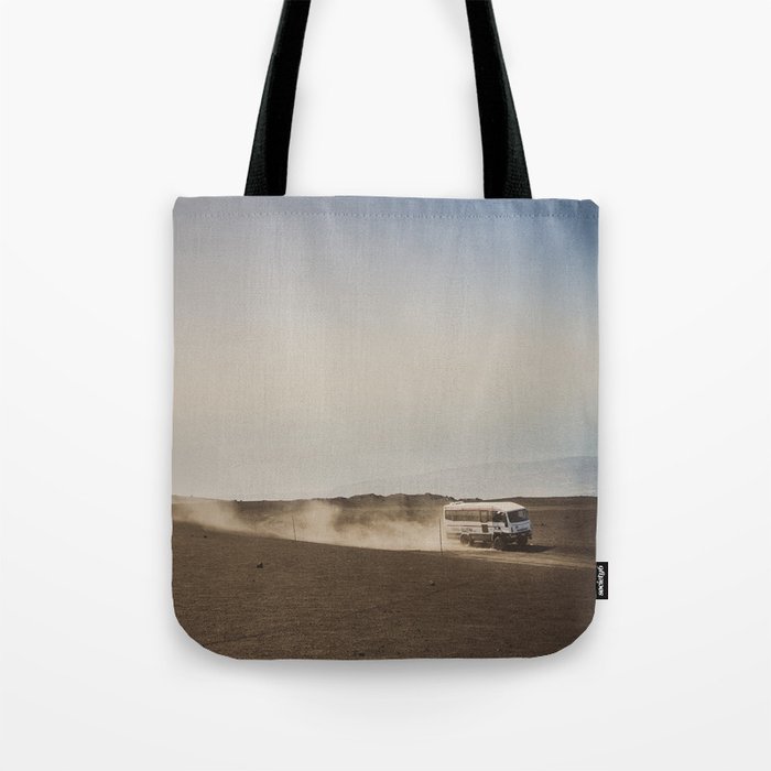 Truck on volcano Tote Bag