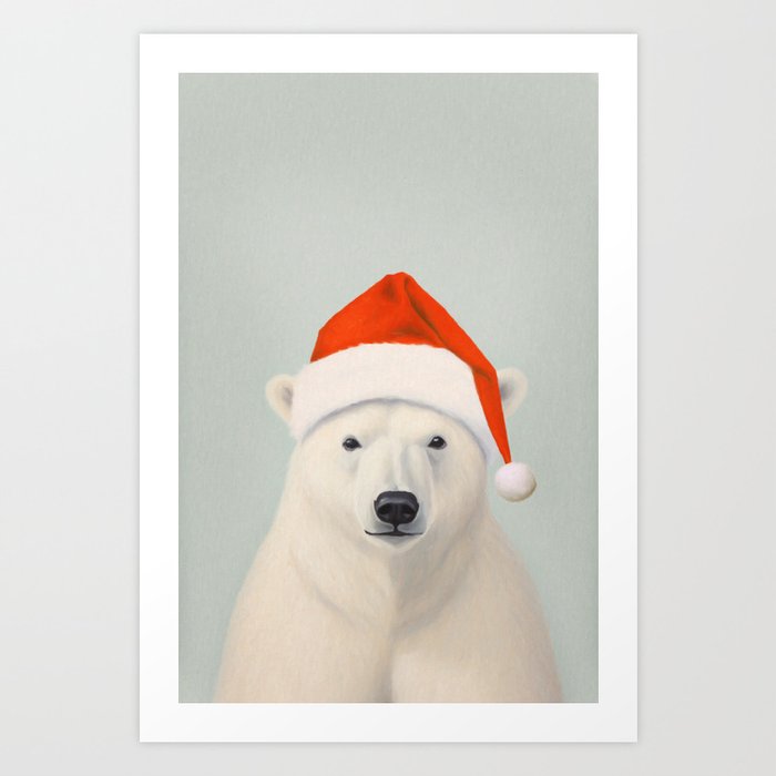Santa Polar Bear Art Print
