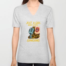 Just a Girl Who Loves Singing (Pop Art) V Neck T Shirt