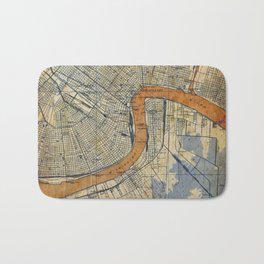 New Orleans Louisiana 1932 vintage map, NO old colorful artwork Bath Mat | Posterno, Bedroomdecoration, Colorido, Mississippiriver, Map, Redcarpet, Watercolor, Usamaps, Graphicdesign, Colorfulartwork 