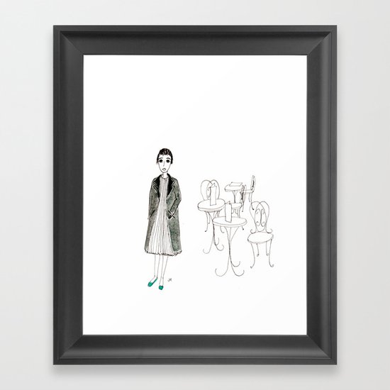 cafe girl Framed Art Print