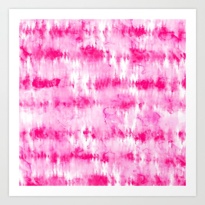 Boho Bright Hippie Neon Pink Tie Dye Stripes Pattern Hand