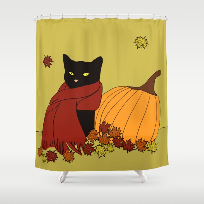 Fall Shower Curtain By Melinda Todd, Black Cascade Shower Curtain