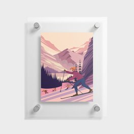 Skiing Vintage Poster Floating Acrylic Print