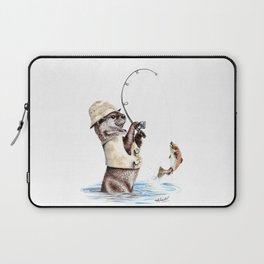 " Natures Fisherman " fishing river otter with trout Laptop Sleeve