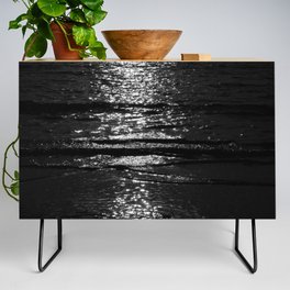 Calm Black and White Ocean Waves Credenza