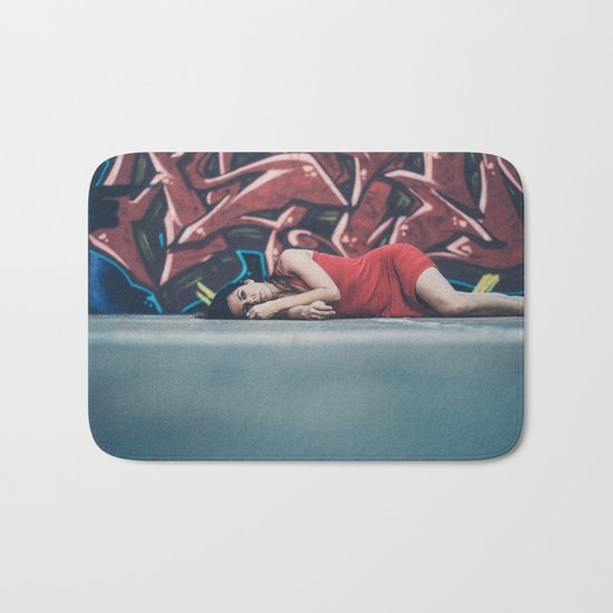 woman in red Bath Mat