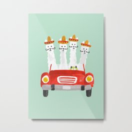 The four amigos Metal Print | Mexico, Friend, Painting, Illustration, Alpaca, Digital, Surrealism, Other, Animal, Curated 