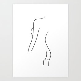 Fine Line Woman Body Back Drawing Art Print