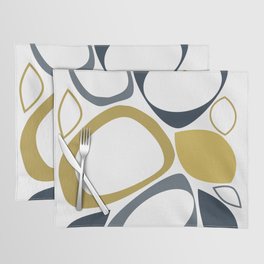 Mid Century Modern Abstract 8 Navy Blue, Grey and Mustard Yellow Placemat