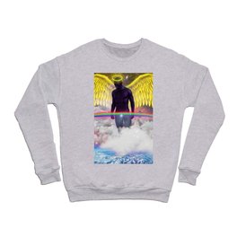Holy black angel in the clouds looking at earth Crewneck Sweatshirt