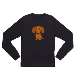 Cute Dachshund | Cartoon Wiener Dog Long Sleeve T Shirt | Animal, Daschund, Dog, Reddachshund, Doglover, Dachsie, Cutedog, Weeniedog, Cartoondachshund, Drawing 