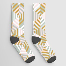 Retro Pastel Hexagons Socks