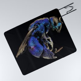 Multi-colored Cuckoo Wasp Portrait #3 Picnic Blanket