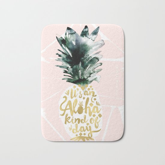 Pineapple Aloha Blush Bath Mat