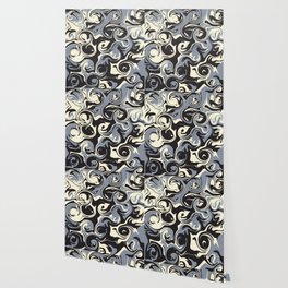 Spill - Black, Gray and Cream Wallpaper