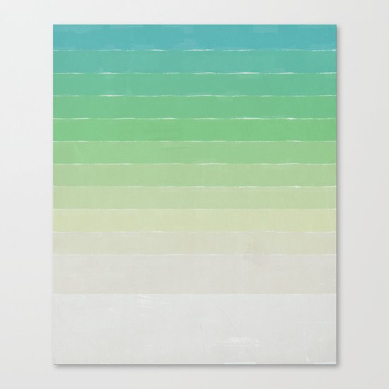 Shades of Ocean Water - Abstract Geometric Line Gradient Pattern between See Green and White Canvas Print