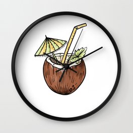 Coconut Whisperer Wall Clock | Costume, Gift, Vacation, Coconuts, Beach, Tshirt, Design, Whisperer, Straw, Coconut 