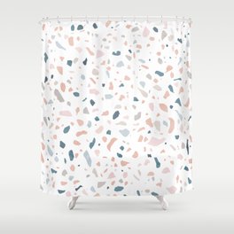 Terrazzo memphis blue pink pastel Shower Curtain