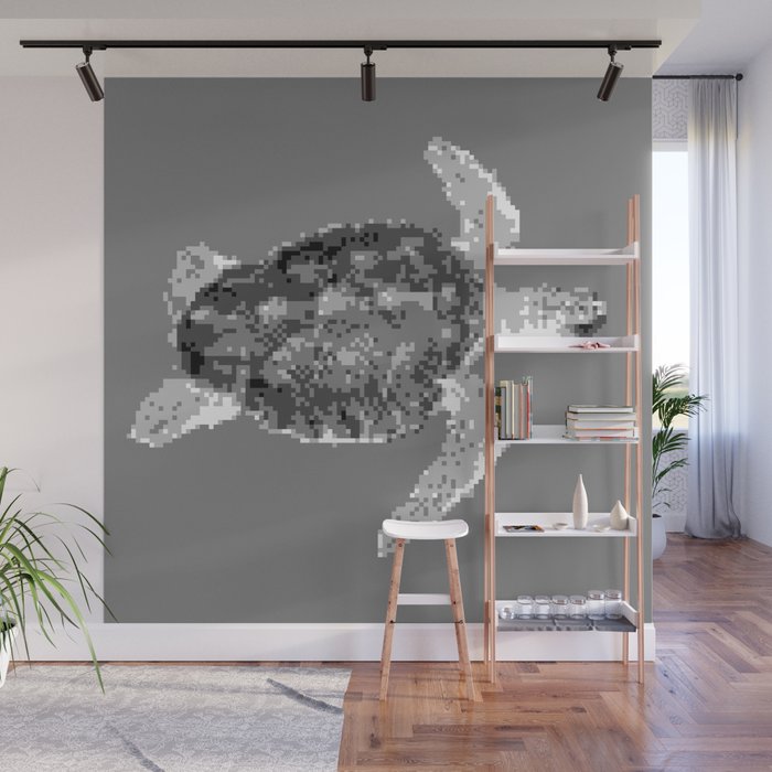 Low Res Sea Turtle Wall Mural By Pixelatedcapybara Society6 Low Res Sea Turtle Wall Mural By