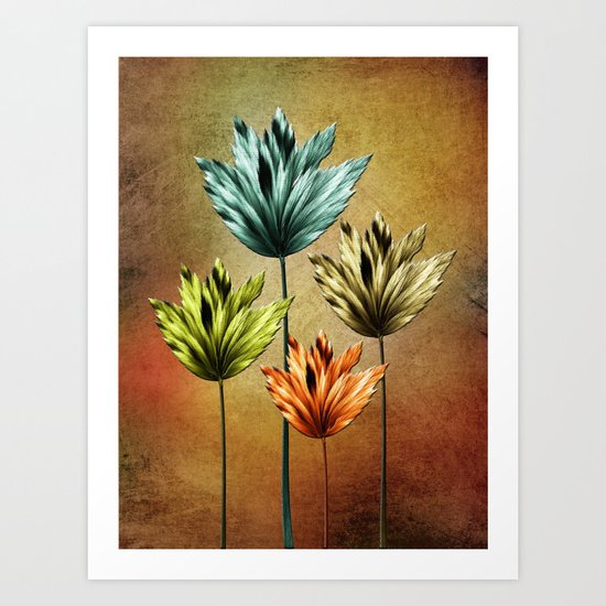 Four Fractal Flowers Art Print